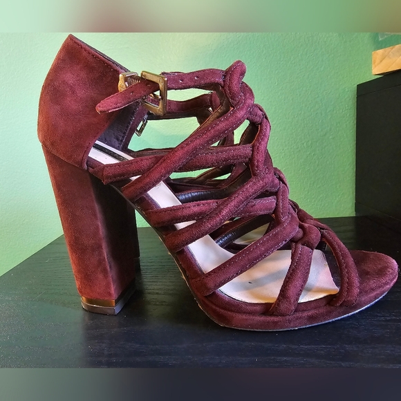 BCBGMaxAzria Burgundy Strappy Heels Women's Size 6B - Picture 5 of 12
